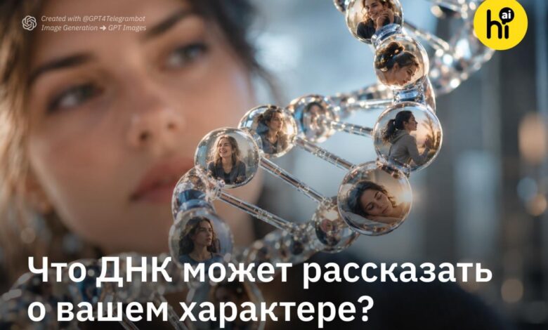 Иллюстрация, представляющая геном и его влияние на личность