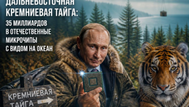 Скала в Дальневосточной кремниевой тайге с видом на океан, символизирующая инвестиции в микрочипы.