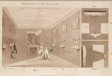 Викторианский риелтор показывает лорду выпуклые линзы для просмотра недвижимости