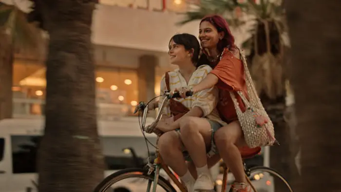 Come closer 2025 film still two women bicycle tel aviv shai peleg