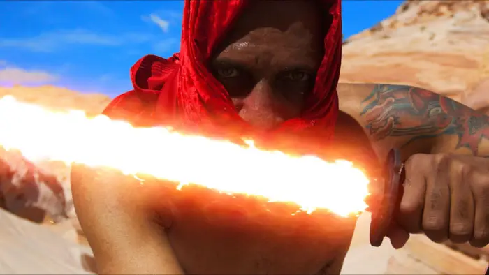 Out of darkness heavy is the crown vol 1 red hooded figure flaming blade