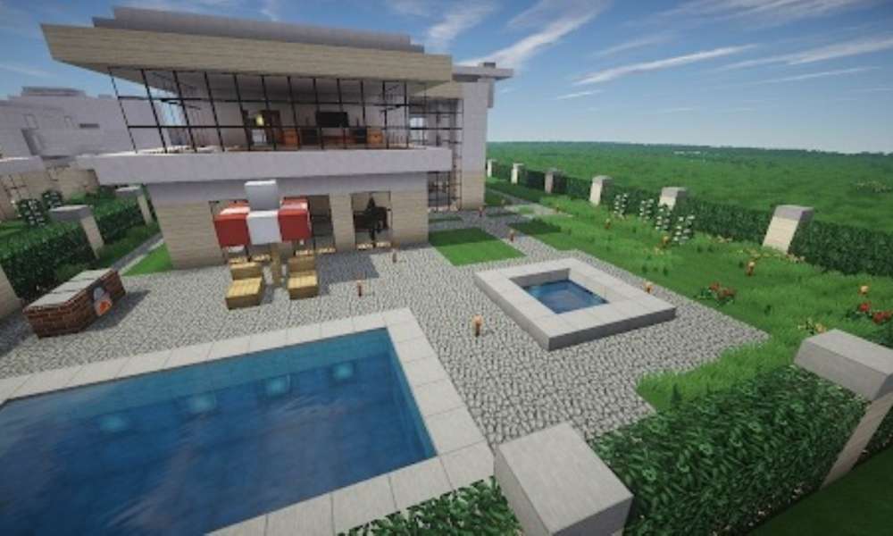 Игроки Minecraft строят впечатляющую базу, чтобы впечатлить друзей.