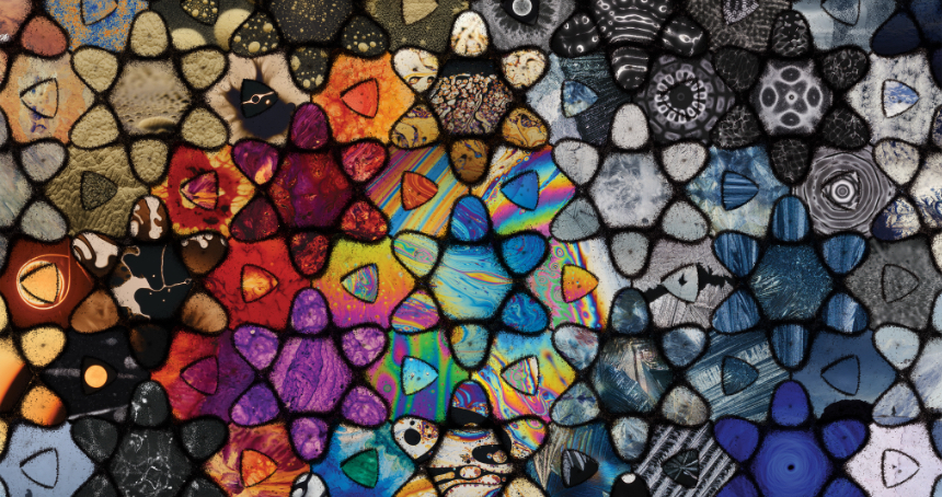 Abstract, vibrant poster for the film Phenomena, with swirling colors and unsettling imagery.