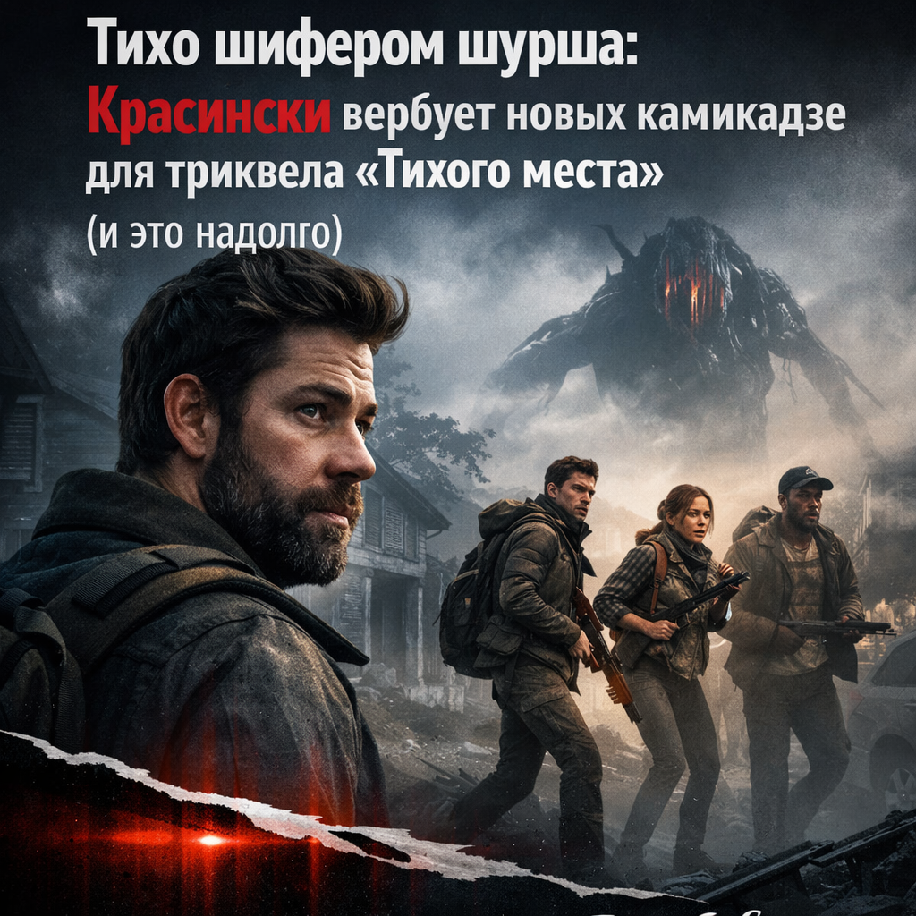 Джон Красински на съемочной площадке фильма «Тихое место»
