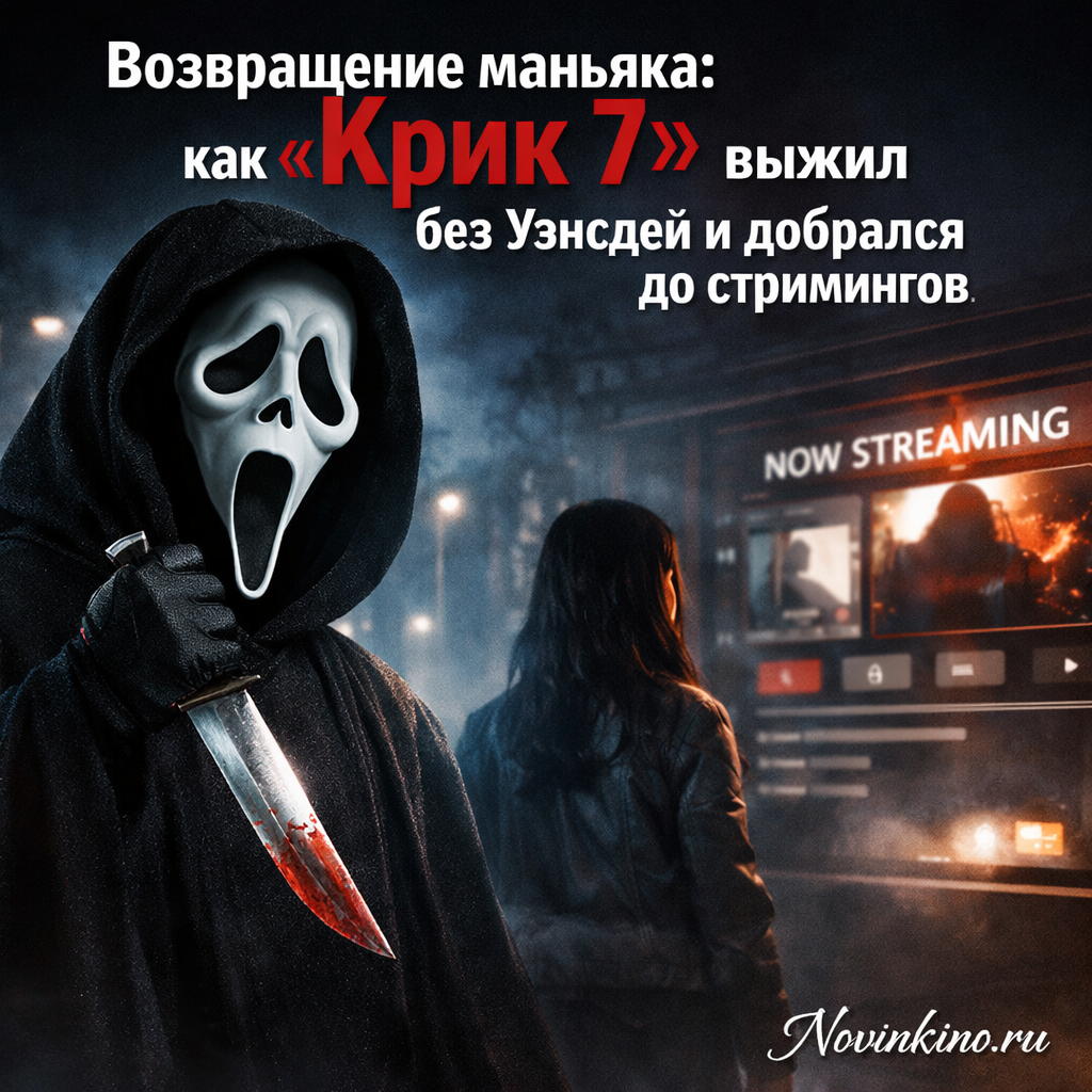 Постер фильма «Крик 7» с силуэтом Призрачного лица