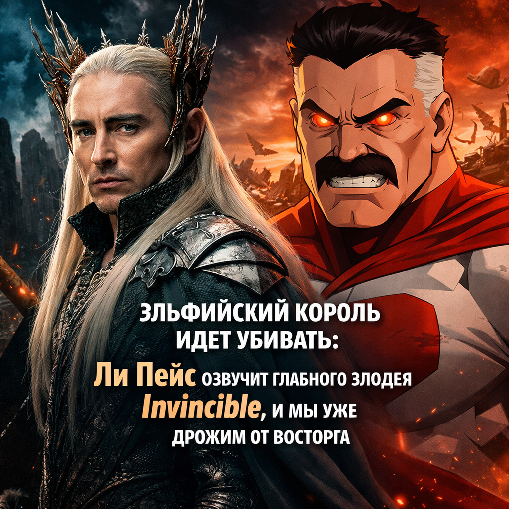 Ли Пейс в образе короля эльфов, озвучивающий главного злодея в мультсериале Invincible