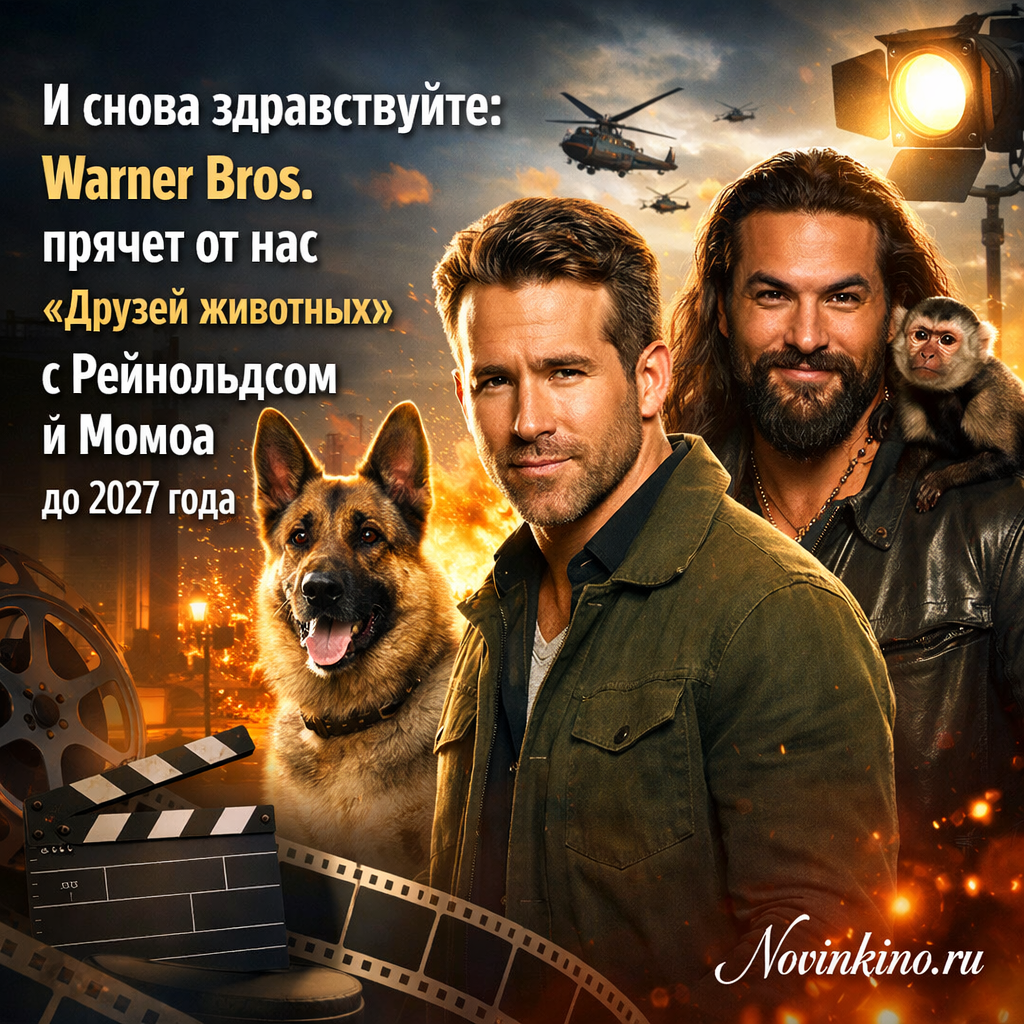 Кадр из фильма «Друзья животных» с Райаном Рейнольдсом и Джейсоном Момоа