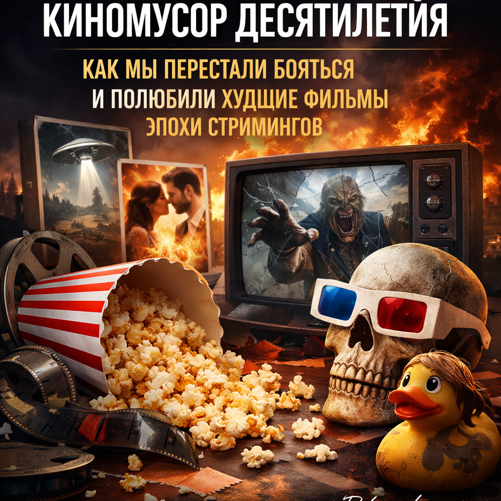 Коллаж из постеров к фильмам, символизирующий 'киномусор десятилетия' и эпоху стриминговых сервисов