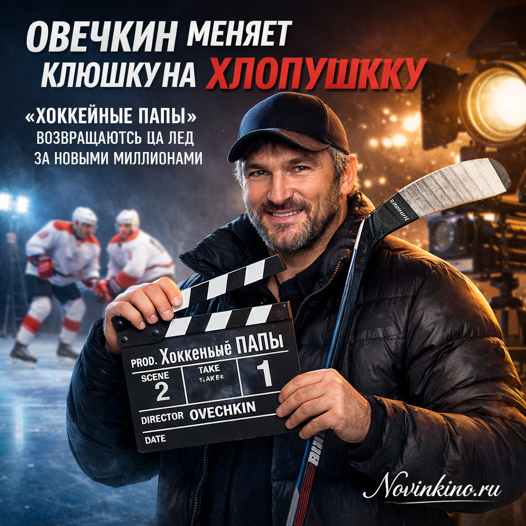 Александр Овечкин меняет хоккейную клюшку на детскую хлопушку, символизируя возвращение «Хоккейных пап» на лед за новыми миллионами
