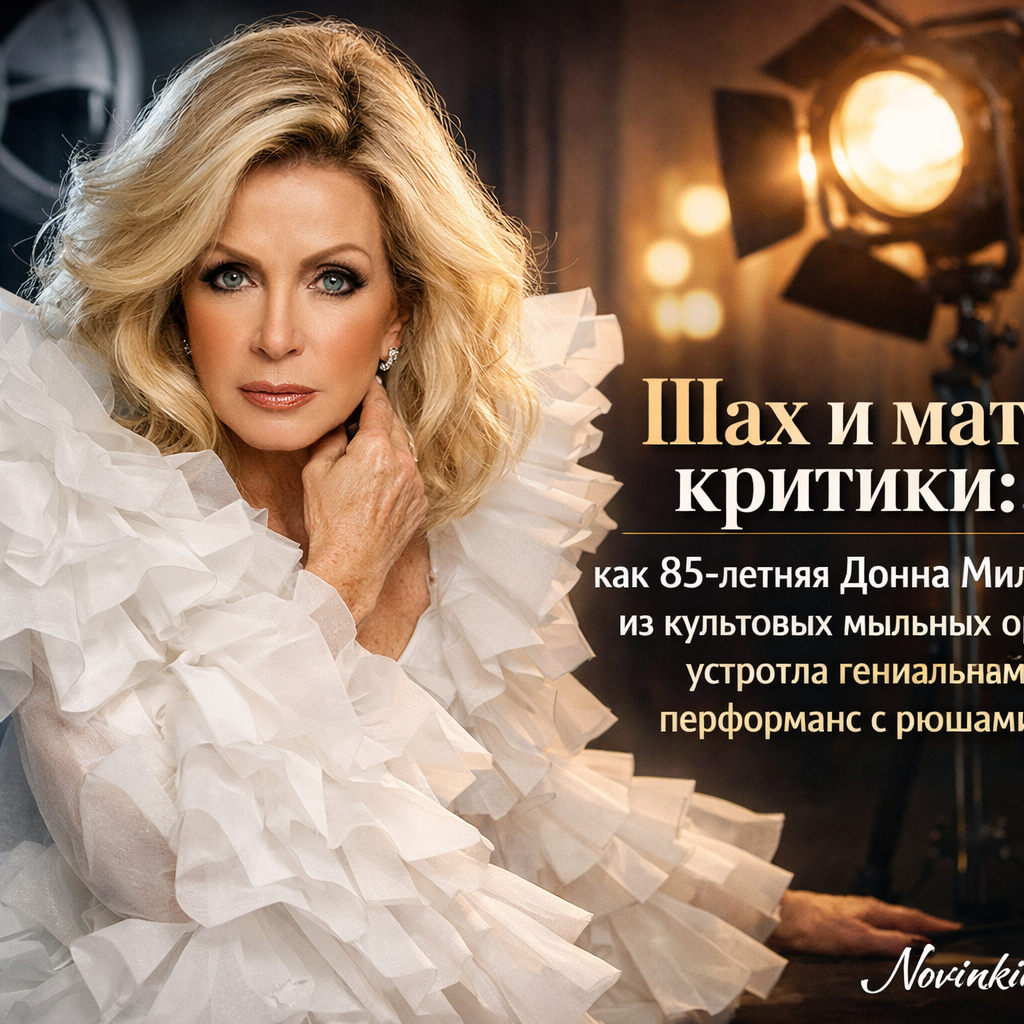 85-летняя Донна Миллс в эффектном наряде с рюшами, демонстрирующая уверенность и артистизм