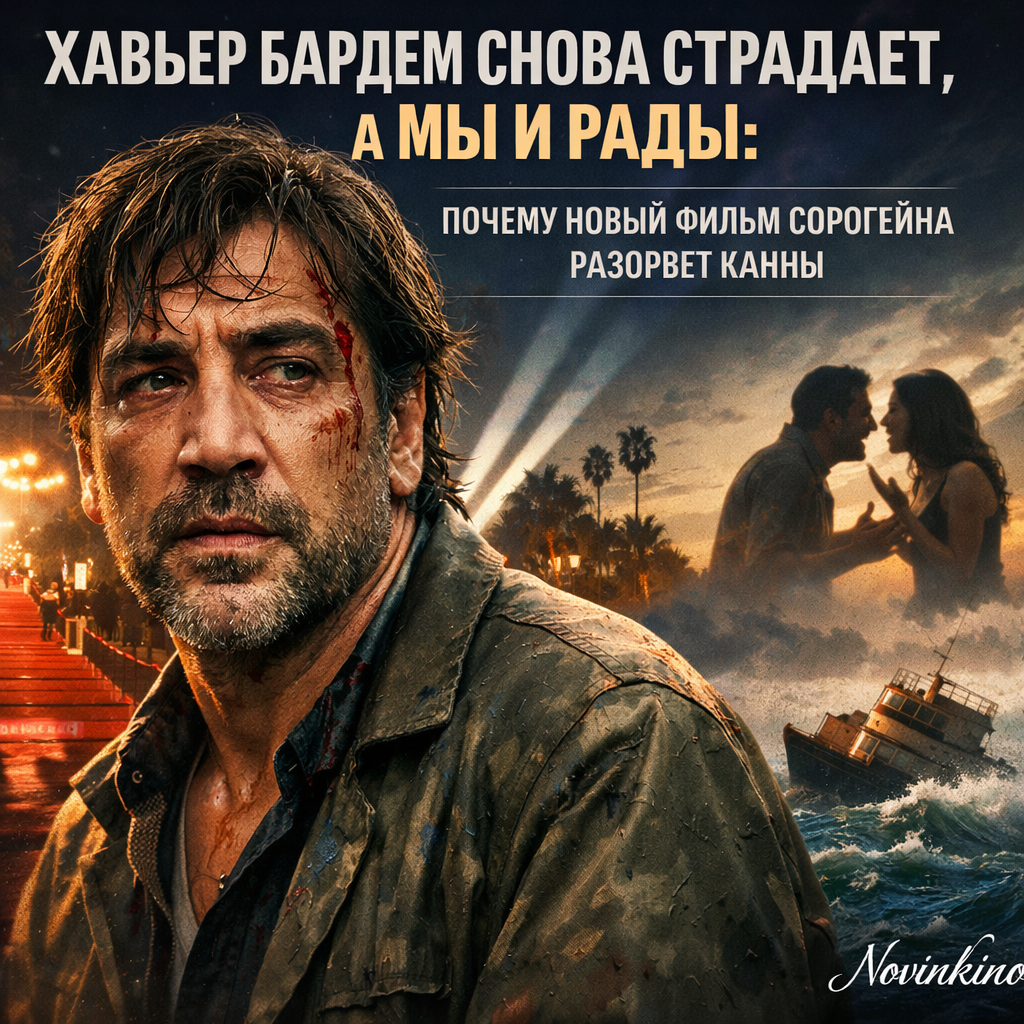 Хавьер Бардем в новом фильме Сорогейна на фоне красной ковровой дорожки Каннского фестиваля