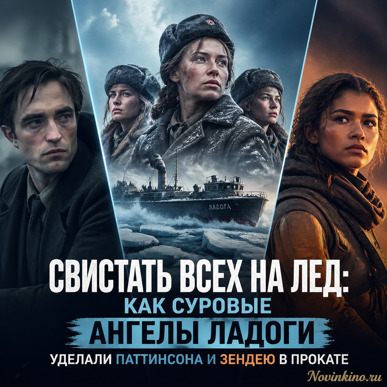 Ангелы Ладоги на льду Ладожского озера в суровой зимней атмосфере, бокс-офис доминирует над фильмом с Робертом Паттинсоном и Зендеей