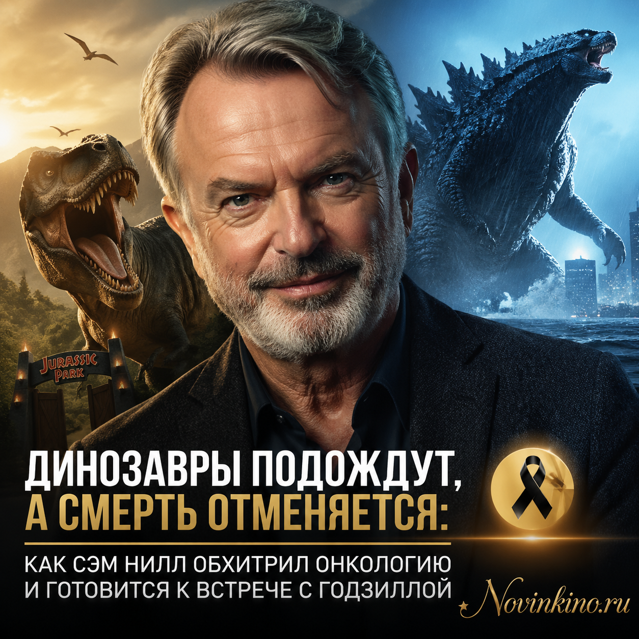 Сэм Нилл, обхитривший онкологию, готовится к встрече с Годзиллой