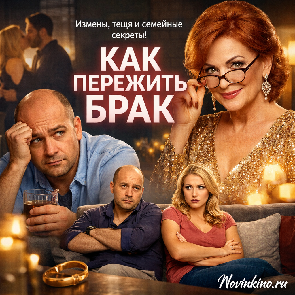Постер или кадр из комедии «Как пережить брак» с актёром Яценко, юмористические сцены супружеской жизни, измены и теща-актриса