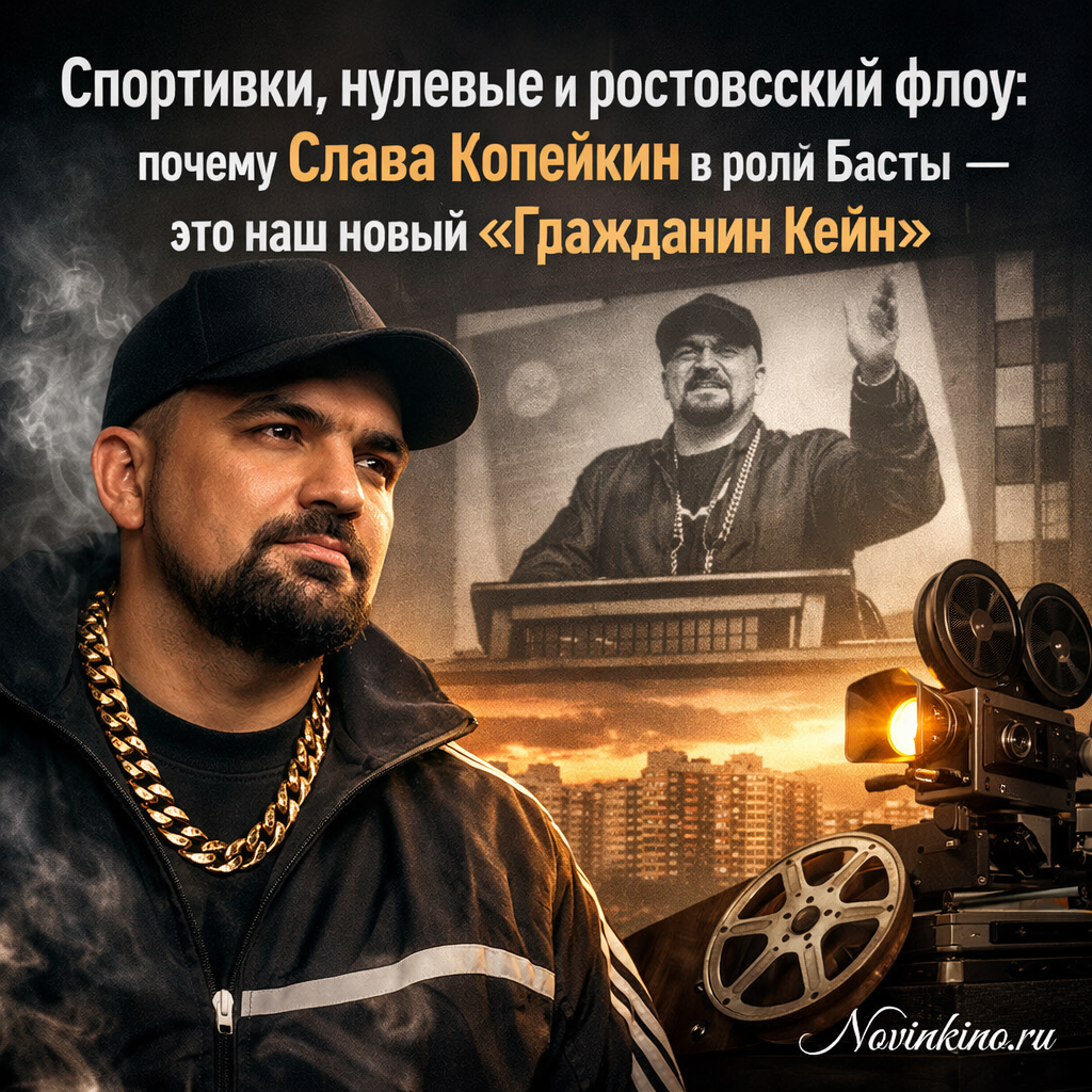 Слава Копейкин в образе Басты: спортивный костюм нулевых, ростовский флоу, мощный взгляд — современный «Гражданин Кейн» российского рэпа