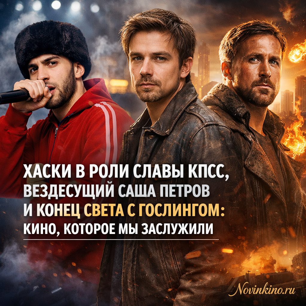 Хаски в образе Славы КПСС, Саша Петров и Райан Гослинг на фоне апокалипсиса