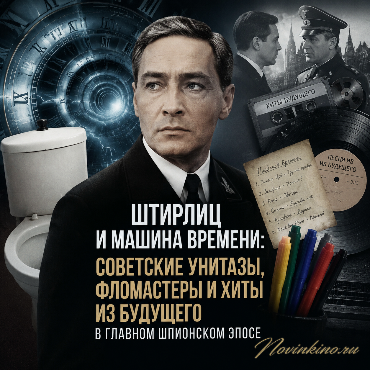 Штирлиц с машиной времени, окруженный советскими предметами
