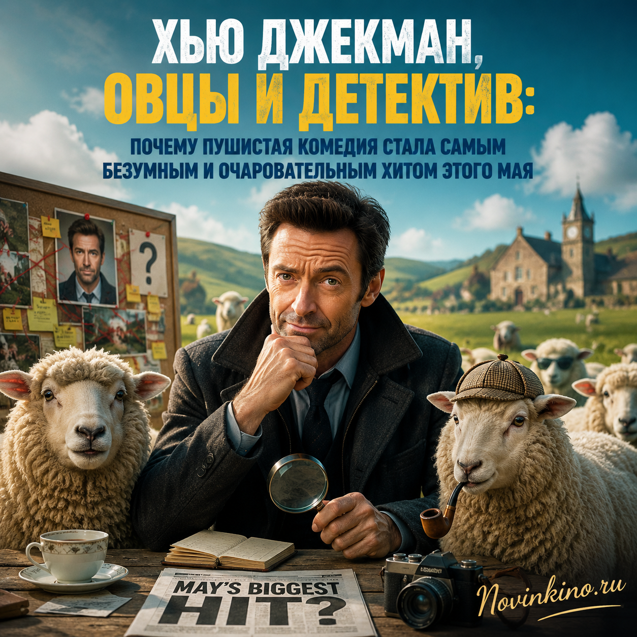 Постер фильма с Хью Джекманом и овцами