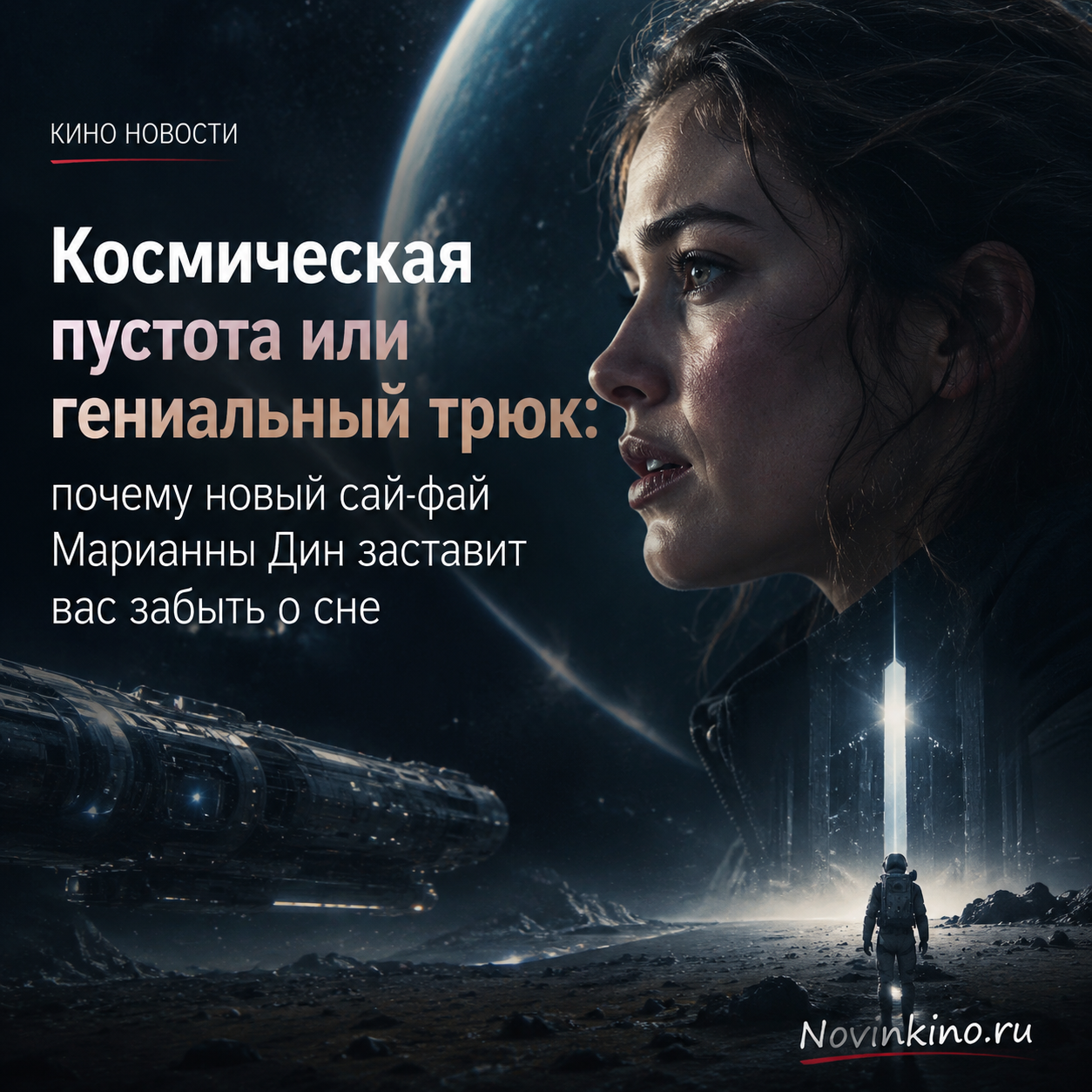 Постер нового сай-фай фильма Марианны Дин, изображающий космическое пространство и загадочные элементы
