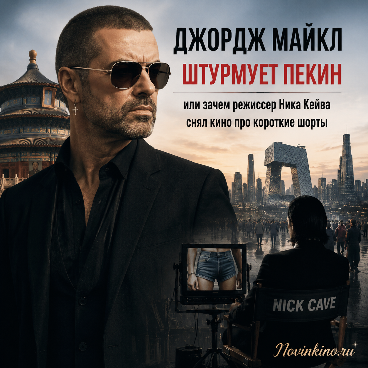 Джордж Майкл в коротких шортах на фоне Пекина