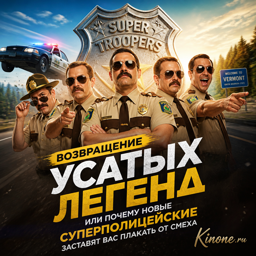Комическая сцена из фильма 'Суперполицейские' с усатыми героями