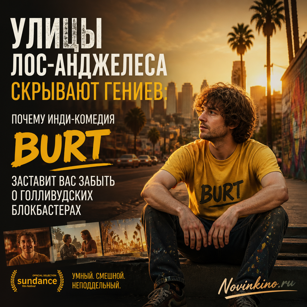 Постер инди-комедии Burt на фоне улиц Лос-Анджелеса