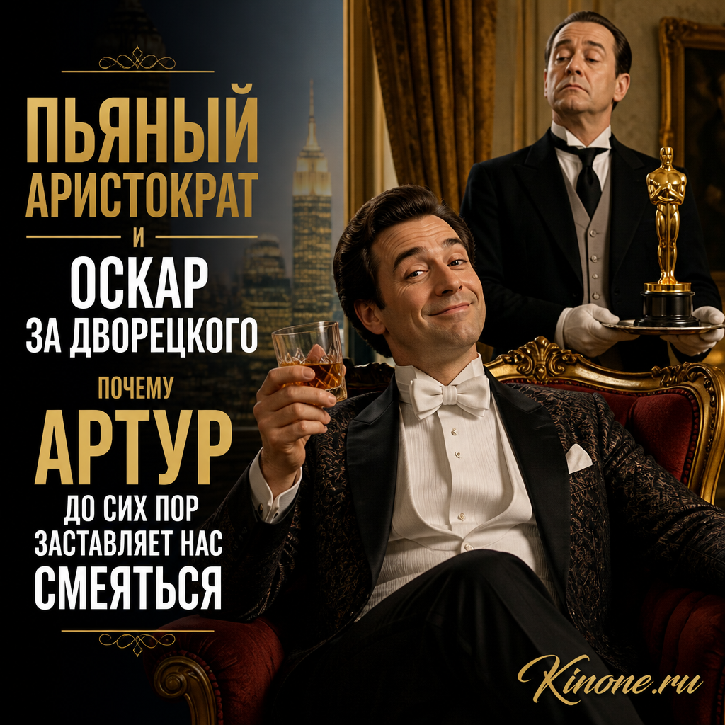 Сцена комедийного фильма с пьяным аристократом и дворецким