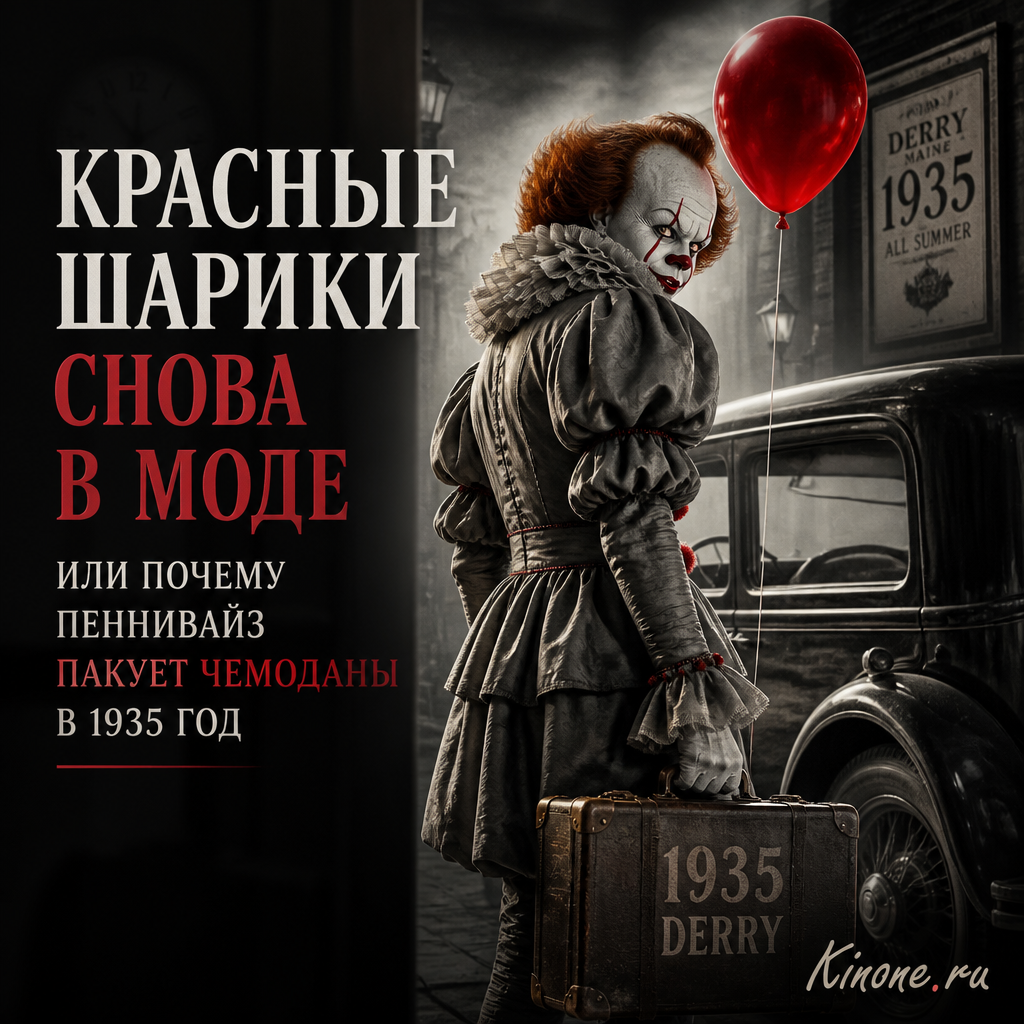 Изображение красных шариков, символизирующих моду и атмосферу 1935 года, с Пеннивайзом на заднем плане.