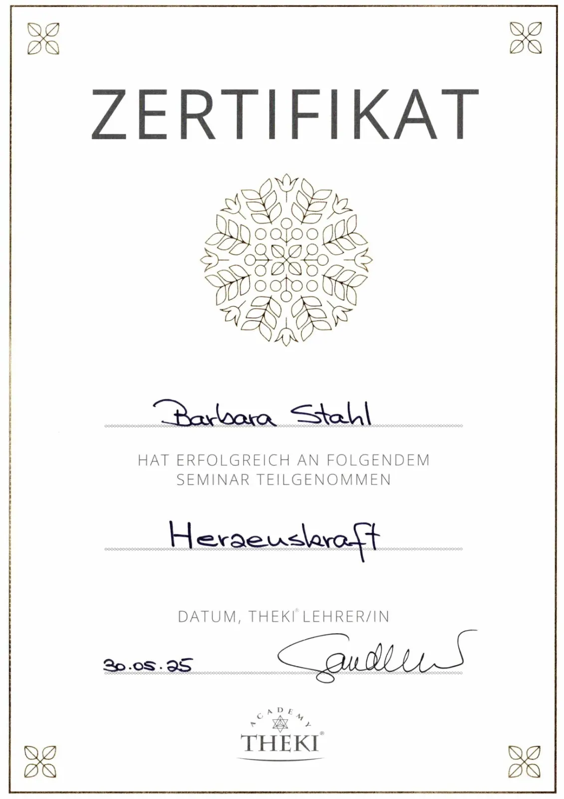 THEKI® Zertifikat – Herzenslkraft