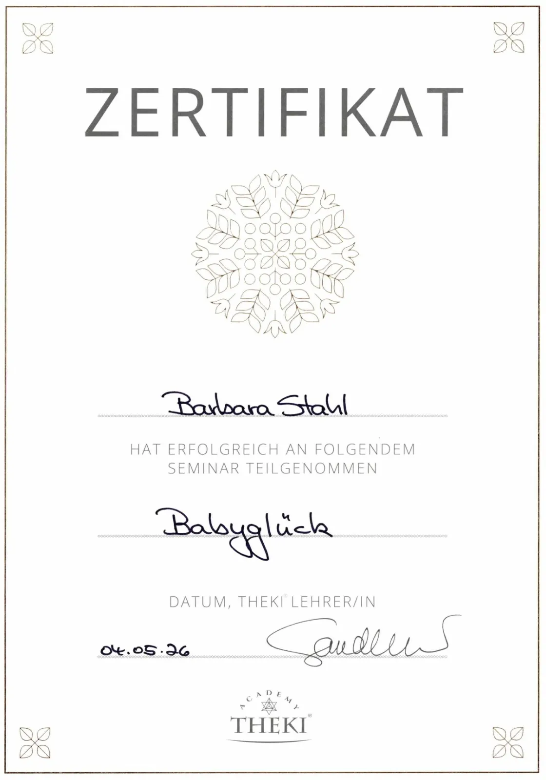 THEKI® Zertifikat – Babyglück