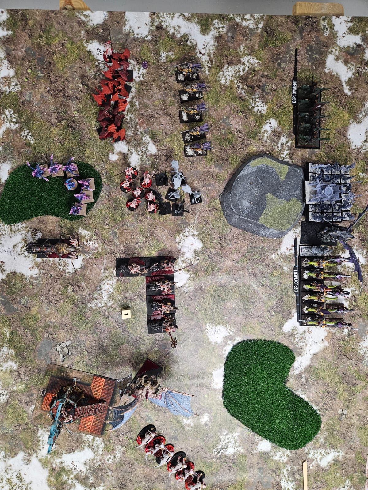 Battle summary photo: Daemons of Chaos vs Dark Elves (Warhammer: The Old World) — Demony vs DE na smoku