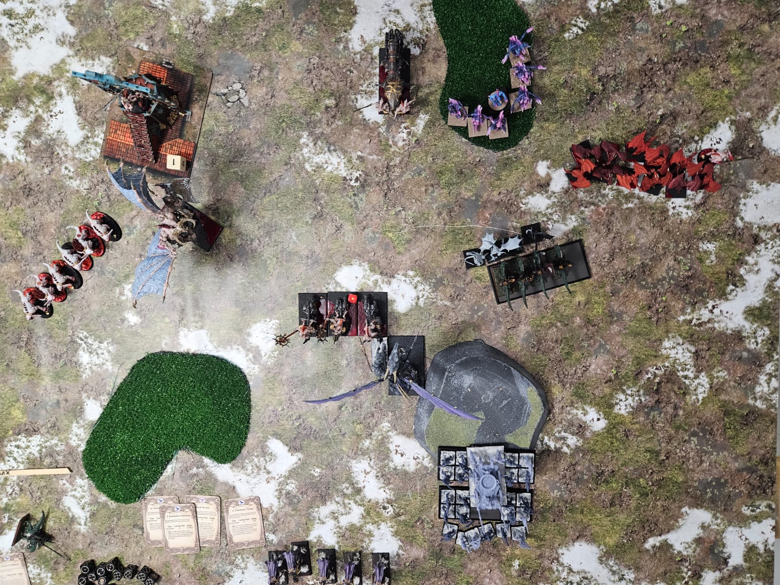 Round 1: Daemons of Chaos vs Dark Elves (Warhammer: The Old World) — Demony vs DE na smoku
