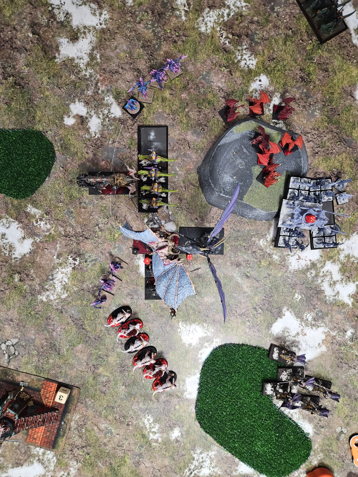 Round 3: Daemons of Chaos vs Dark Elves (Warhammer: The Old World) — Demony vs DE na smoku