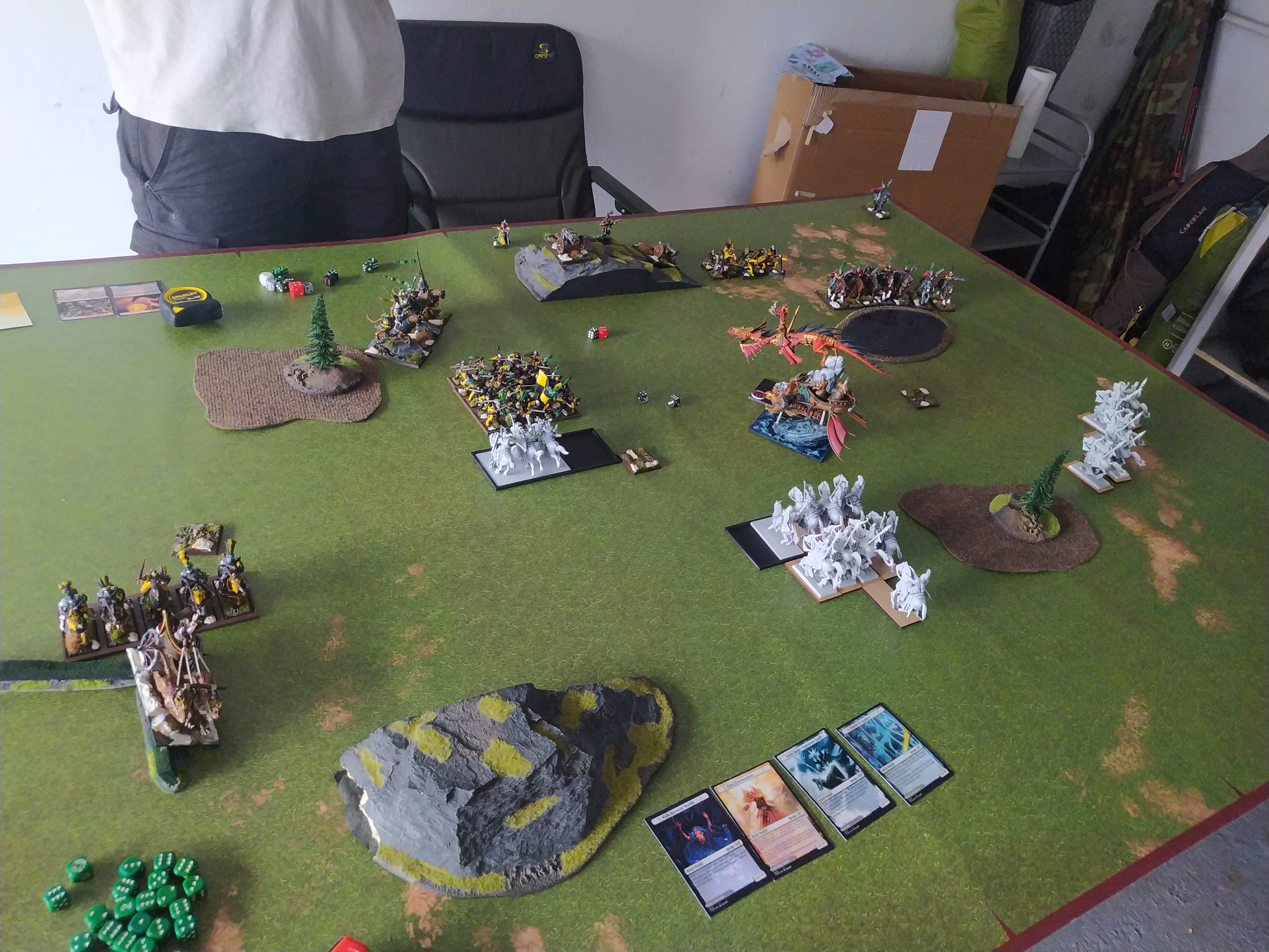 Round 1: High Elf Realms vs Empire of Man (Warhammer: The Old World) — High elves vs imperium w garażu :)