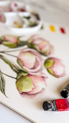 Instagram Reel by @prosvetkina_yana, published May 15, 2026. May is the time for watercolor peonies ? #prosvetkina_art #prosvetkina_video #watercolor #illustra…