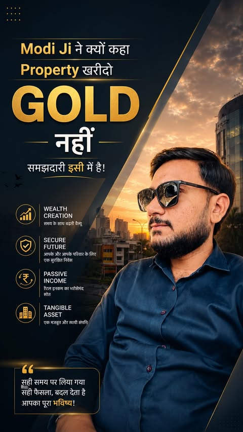 Instagram Reel by @skycolored.realtor, published May 13, 2026. ?✨ Gold से ज़्यादा आज के टाइम में Smart Investment बन चुकी है Property! जब बात हो Wealth Creatio…