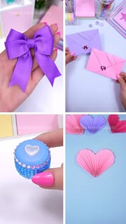 Instagram Reel by @innovamanualidades, published May 28, 2026. 4 manualidades fáciles ? Como hacer moños, sobres de papel, mini cajitas y corazones de papel fá…