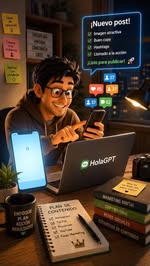 Instagram Reel by @holagpt.ai, published May 18, 2026. Publicaba todos los días… pero nadie me compraba. ?? Pasaba horas pensando ideas, escribiendo guiones y…