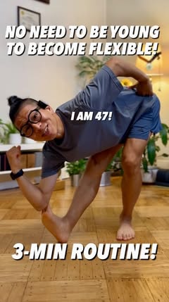 Instagram Reel by @djkim.yoga, published May 25, 2026. 3-Min Daily Hamstring Flexibility Routine (At Any Age) Only 3 minutes a day to improve your hamstring fl…