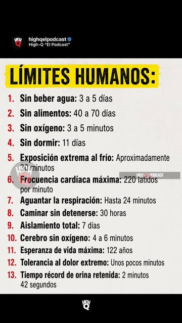 Instagram Reel by @highqelpodcast, published May 25, 2026. El cuerpo humano parece sacado de ciencia ficción. ?⚡ Hay personas que: ? sobrevivieron días sin agu…