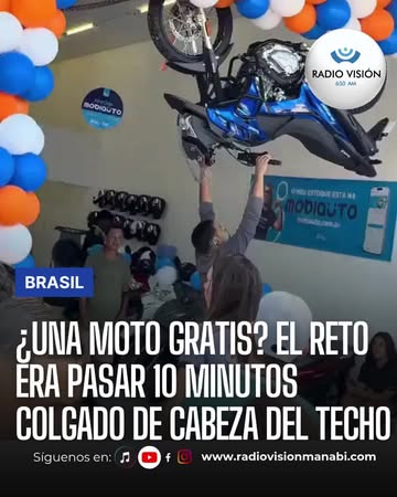 Instagram Reel by @radiovisionmanabi, published Jun 4, 2026. ??️ Un concesionario de motos en Brasil llamó la atención con una inusual estrategia de inauguraci…