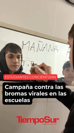 Instagram Reel by @tiempo_sur, published Apr 21, 2026. ⚠️ Alumnos de último año en Puerto Madryn lanzaron una iniciativa para advertir sobre el impacto negativ…