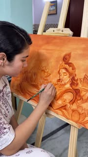 Instagram Reel by @art_of_karishma, published May 14, 2026. “Trusting the process while Krishna slowly comes to life ?” . . . #artofkarishma #artist #oilpainti…