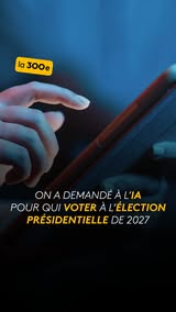 Instagram Reel by @vraioufaux, published Jun 2, 2026. ?‍? On a demandé à l’intelligence artificielle pour qui voter à l’élection présidentielle de 2027. ▶️ Sel…