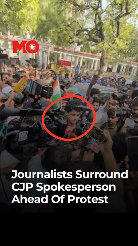 Instagram Reel by @mo.of.everything, published Jun 6, 2026. Journalists surrounded CJP spokesperson Saurav Das as he arrived at Parliament Street Police Statio…