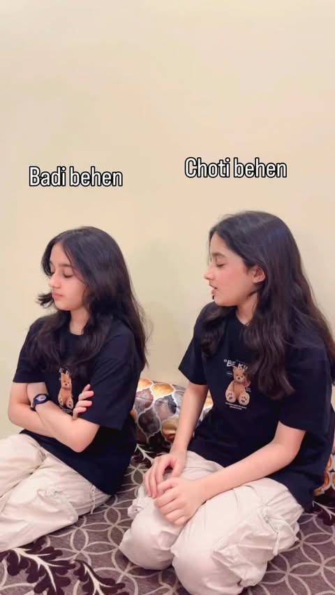 Instagram Reel by @pihumihu2013, published May 2, 2026. Pure 5min badi hu main ??? #behen #reelsinstagram #sisterslove❤️ #viralvideos #pihumihu