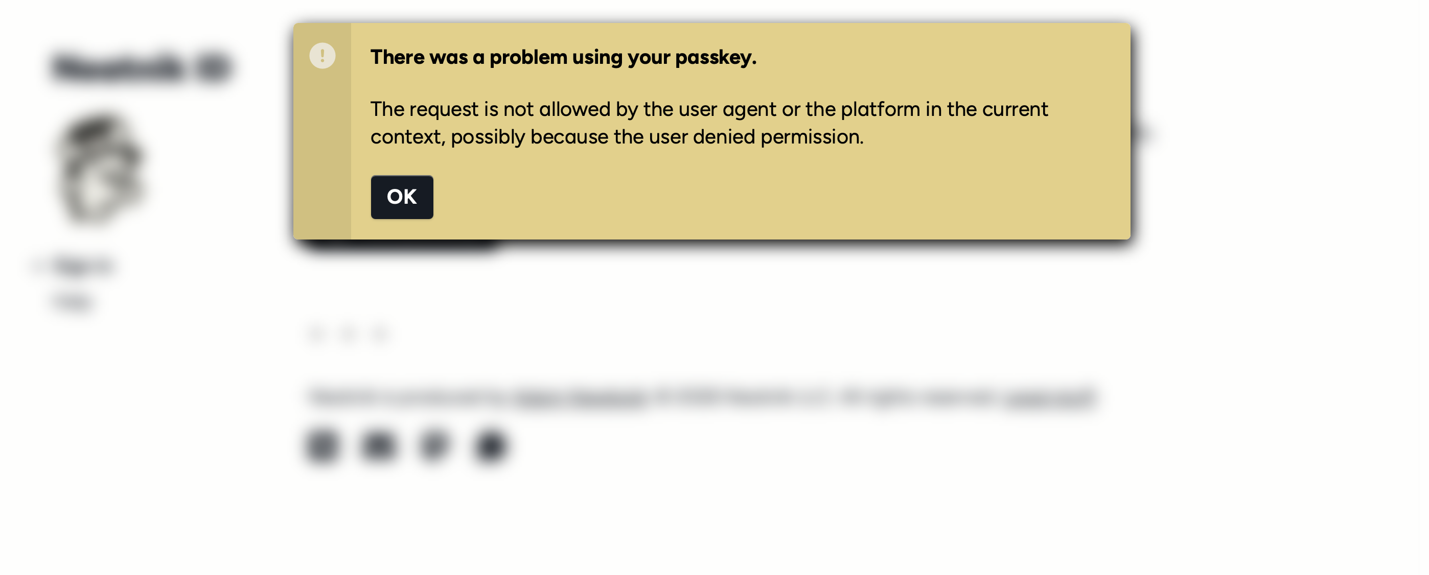 error message stating that something went wrong