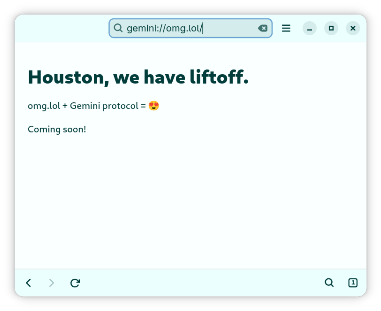 screenshot of gemini://omg.lol, using geopard