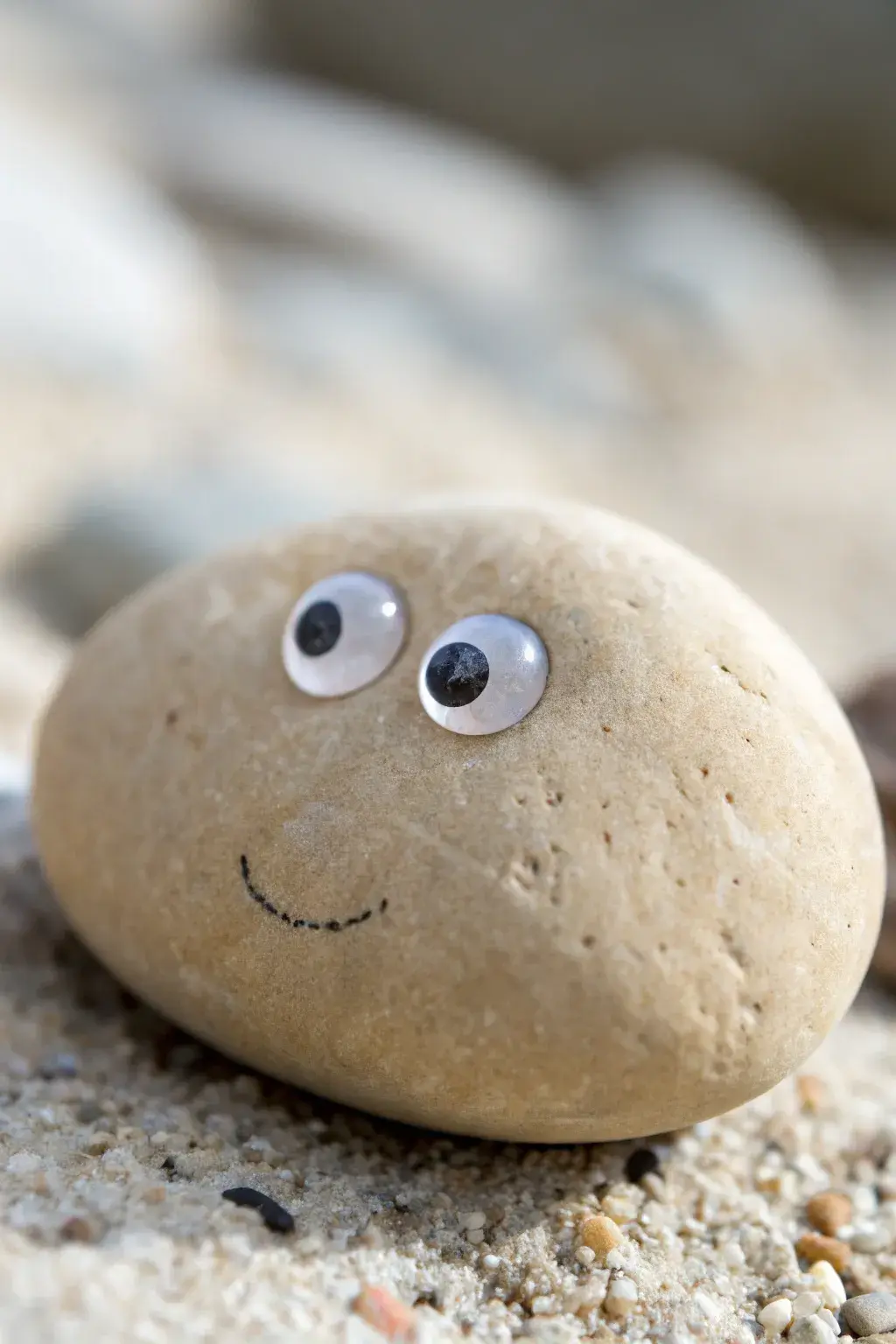 A Rock, with googly eyes and a smily face