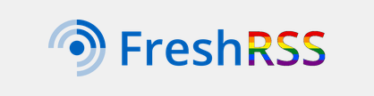 FreshRSS logo, with a rainbow colored “RSS”.